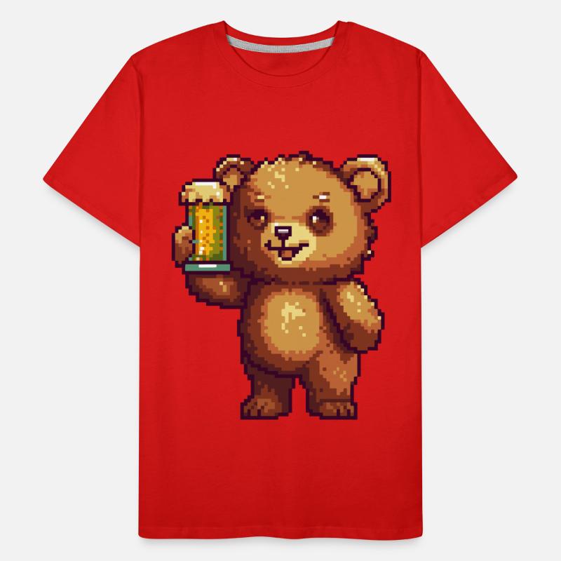 Bär Bier Pixel Männer Premium Bio T-Shirt