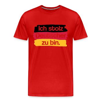 Ich stolz Deutscher zu bin. - Männer Premium Bio T-Shirt - Rot - Vorne - Damien (186cm)