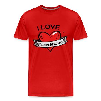Flensburg - Ich liebe Stadtnamen in Tattoo Stil - Männer Premium Bio T-Shirt - Rot - Vorne - Damien (186cm)