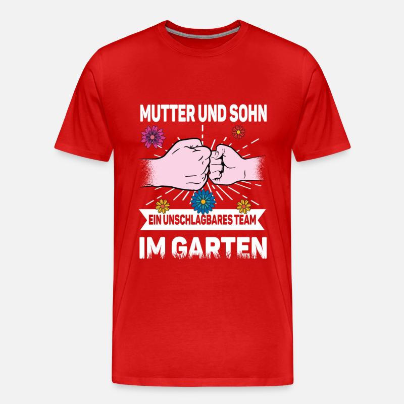 Mutter Sohn Garten - Männer Premium Bio T-Shirt - Rot