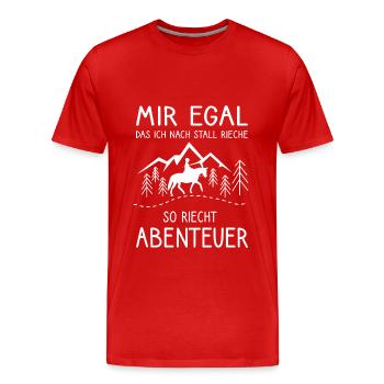 Mir egal das ich nach Pferd rieche - Männer Premium Bio T-Shirt - Rot - Vorne - Damien (186cm)