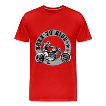 Motocyclette. Né pour conduire. - T-shirt bio Premium Homme - rouge - Devant - Damien (186cm)