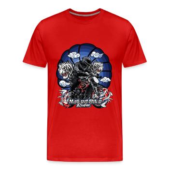 Cycliste nu. Conduire une moto. Cycliste. - T-shirt bio Premium Homme - rouge - Devant - Damien (186cm)