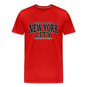 New York City Manhattan noir - T-shirt bio Premium Homme - rouge - Devant - Damien (186cm)