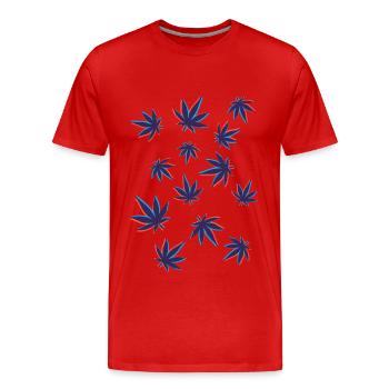 Hanfblätter Cannabisblätter 3D - Männer Premium Bio T-Shirt - Rot - Vorne - Damien (186cm)