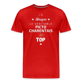 Le véritable Picto Charentais au top - T-shirt bio Premium Homme - rouge - Devant - Damien (186cm)