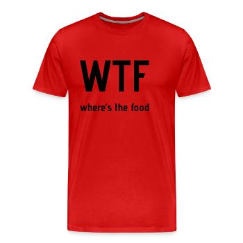 WTF Essen cool teens modern Geschenk Geschenkidee - Männer Premium Bio T-Shirt - Rot - Vorne - Damien (186cm)