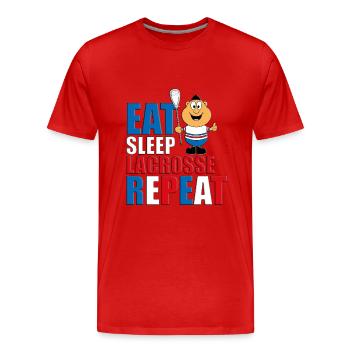 LACROSSE - SPORT - LIEBE - SPORTART - SPORTLER - Männer Premium Bio T-Shirt - Rot - Vorne - Damien (186cm)