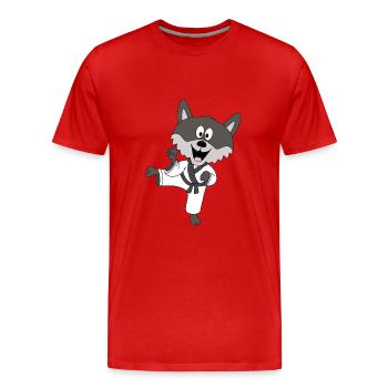 WOLF - KARATE - SPORT - SELBSTVERTEIDIGUNG - Männer Premium Bio T-Shirt - Rot - Vorne - Damien (186cm)