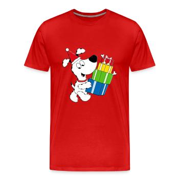WEIHNACHTEN - GESCHENKE - HUND - TIERISCH - Männer Premium Bio T-Shirt - Rot - Vorne - Damien (186cm)
