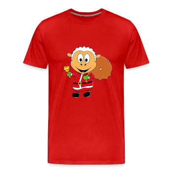 SCHAF - WEIHNACHTSMANN - TIER - TIERISCH - Männer Premium Bio T-Shirt - Rot - Vorne - Damien (186cm)