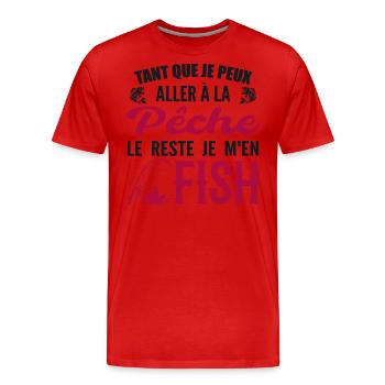 Wenn ich angeln gehen kann, fische ich den Rest - Männer Premium Bio T-Shirt - Rot - Vorne - Damien (186cm)