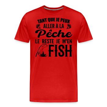 Wenn ich angeln gehen kann, fische ich den Rest - Männer Premium Bio T-Shirt - Rot - Vorne - Damien (186cm)