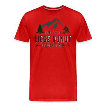 LIKES TO LIE AROUND IN THE FOREST AND FIELD MOTIF - Men's Premium Organic T-Shirt - red - Front - Damien (186cm)