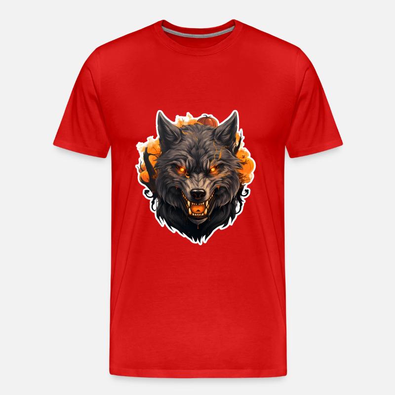 Wolf Herbst Halloween 3 - Männer Premium Bio T-Shirt - Rot