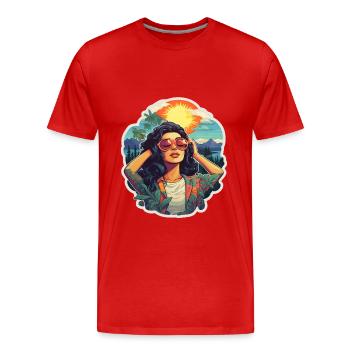 Urlaub & Entspannung - Männer Premium Bio T-Shirt - Rot - Vorne - Damien (186cm)