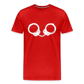 Handschellen - Junggesellenabschied - Männer Premium Bio T-Shirt - Rot - Vorne - Damien (186cm)