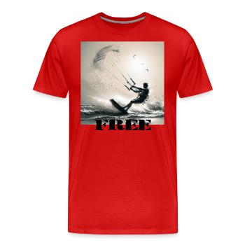 Kitesurf - Men's Premium Organic T-Shirt - red - Front - Damien (186cm)
