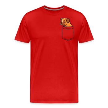 Mon carlin dans ma poche - poche poitrine - T-shirt bio Premium Homme - rouge - Devant - Damien (186cm)