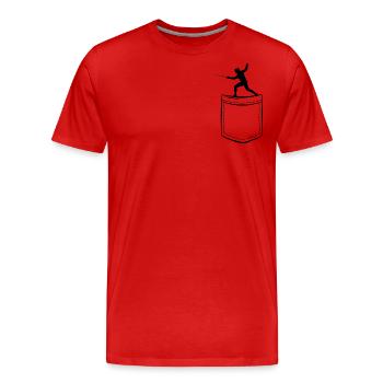 Mon escrimeur dans la poche - Poche poitrine - T-shirt bio Premium Homme - rouge - Devant - Damien (186cm)