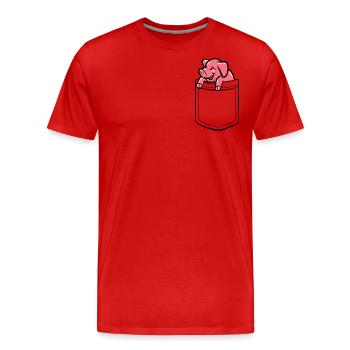 Mein Ferkel in der Tasche - Brusttasche - Männer Premium Bio T-Shirt - Rot - Vorne - Damien (186cm)