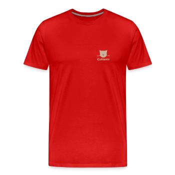 CATMOM sand - Männer Premium Bio T-Shirt - Rot - Vorne - Damien (186cm)