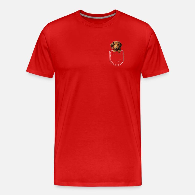 Hund Dackel Dachshund - Männer Premium Bio T-Shirt - Rot
