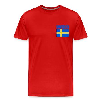 Suède - T-shirt bio Premium Homme - rouge - Devant - Damien (186cm)
