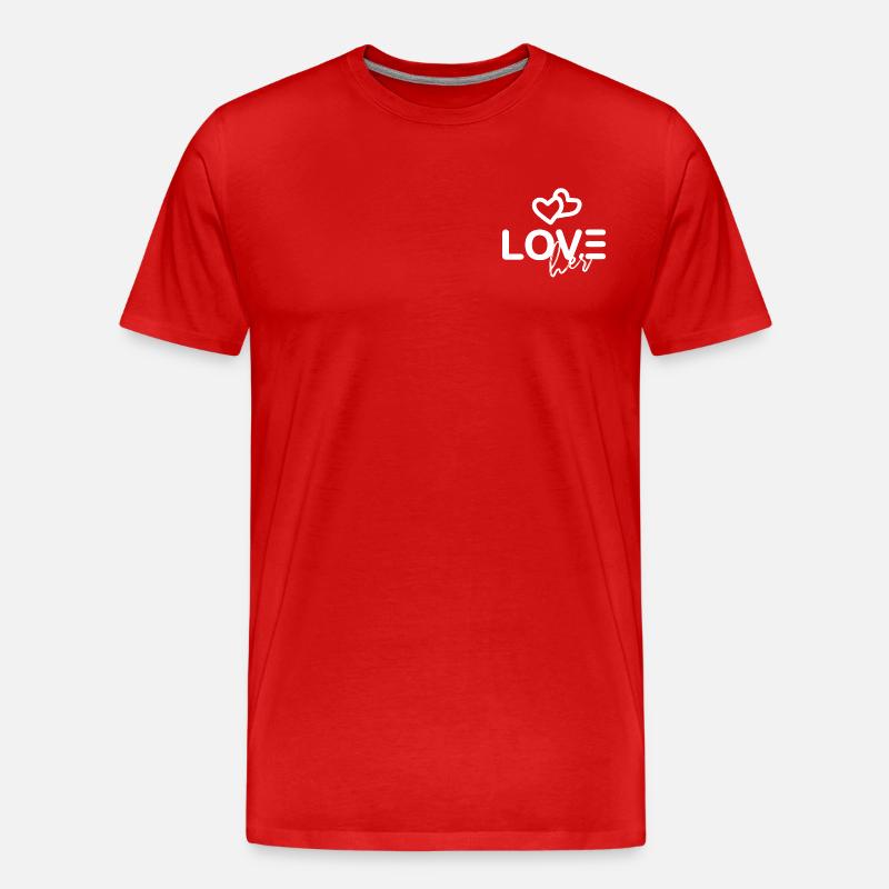 Love her - Männer Premium Bio T-Shirt - Rot