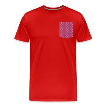 T-shirt de poche coloré Owl Pattern Design - T-shirt bio Premium Homme - rouge - Devant - Damien (186cm)