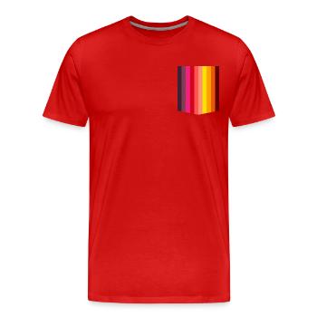Pocket Design Colorful Pattern Stripes T-Shirt - T-shirt bio Premium Homme - rouge - Devant - Damien (186cm)