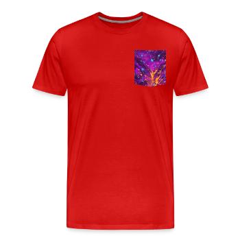 Bunt bedruckte Taschen-T-Shirt-Spritzer - Männer Premium Bio T-Shirt - Rot - Vorne - Damien (186cm)