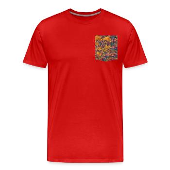 T-Shirt Bedruckte Tasche Abstraktes buntes Design - Männer Premium Bio T-Shirt - Rot - Vorne - Damien (186cm)