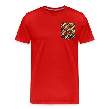 Colorful Printed Pocket T-shirt Design Stripes - Men's Premium Organic T-Shirt - red - Front - Damien (186cm)