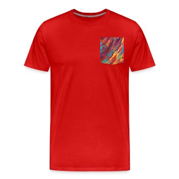 Idée cadeau de conception de T-shirt de poche imprimée colorée - T-shirt bio Premium Homme - rouge - Devant - Damien (186cm)