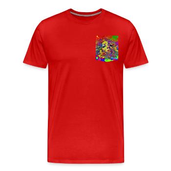Conception colorée de T-shirt à poche imprimée psychédélique - T-shirt bio Premium Homme - rouge - Devant - Damien (186cm)