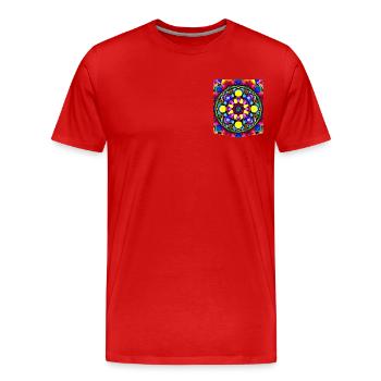 Buntes Mandala-Blumentaschen-T-Shirt-Design - Männer Premium Bio T-Shirt - Rot - Vorne - Damien (186cm)