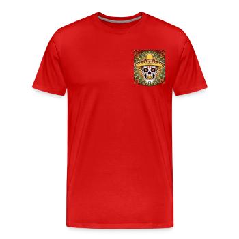 Calavera with Sombrero T-shirt with pocket - Men's Premium Organic T-Shirt - red - Front - Damien (186cm)