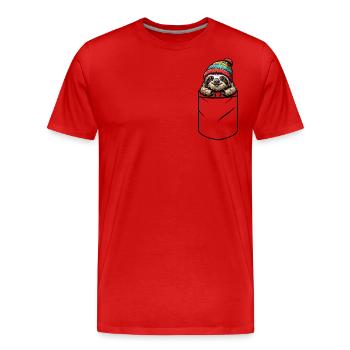 Bonnet paresseux - Poche T-shirt Poche poitrine - T-shirt bio Premium Homme - rouge - Devant - Damien (186cm)