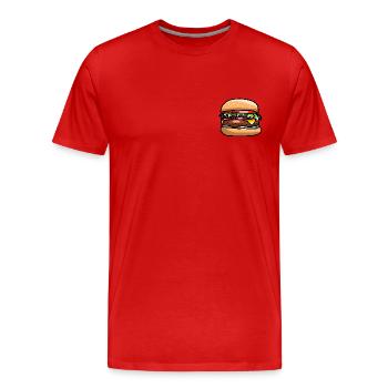 Comic Fast Food Burgers Hamburger Cheese Cheeseburgers - Men's Premium Organic T-Shirt - red - Front - Damien (186cm)