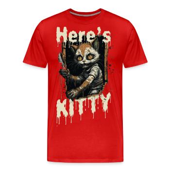 Zombie Katze Halloween Horror Monster Here's Kitty - Männer Premium Bio T-Shirt - Rot - Vorne - Damien (186cm)