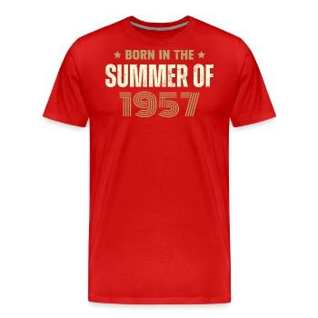 Jahrgang 1957 Jahrgang 1957 Geburtstagsgeschenk - Männer Premium Bio T-Shirt - Rot - Vorne - Damien (186cm)