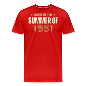 Jahrgang 1951 Jahrgang 1951 Geburtstagsgeschenk - Männer Premium Bio T-Shirt - Rot - Vorne - Damien (186cm)