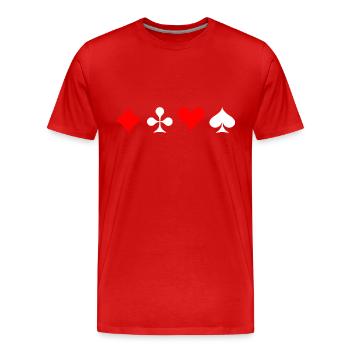 symboles de cartes - Karo Croix Coeur Spades - T-shirt bio Premium Homme - rouge - Devant - Damien (186cm)