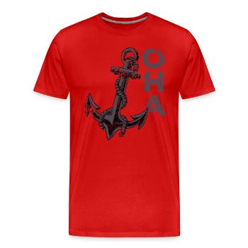 Oha Anker North German Panic Attack - Men's Premium Organic T-Shirt - red - Front - Damien (186cm)