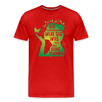 She remebered who she was - Männer Premium Bio T-Shirt - Rot - Vorne - Damien (186cm)