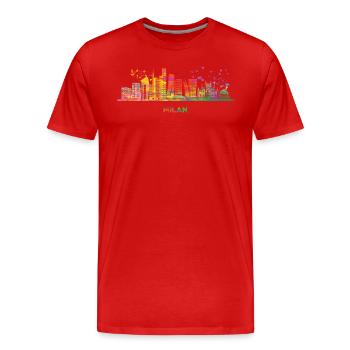 Paysage urbain de Milan - T-shirt bio Premium Homme - rouge - Devant - Damien (186cm)