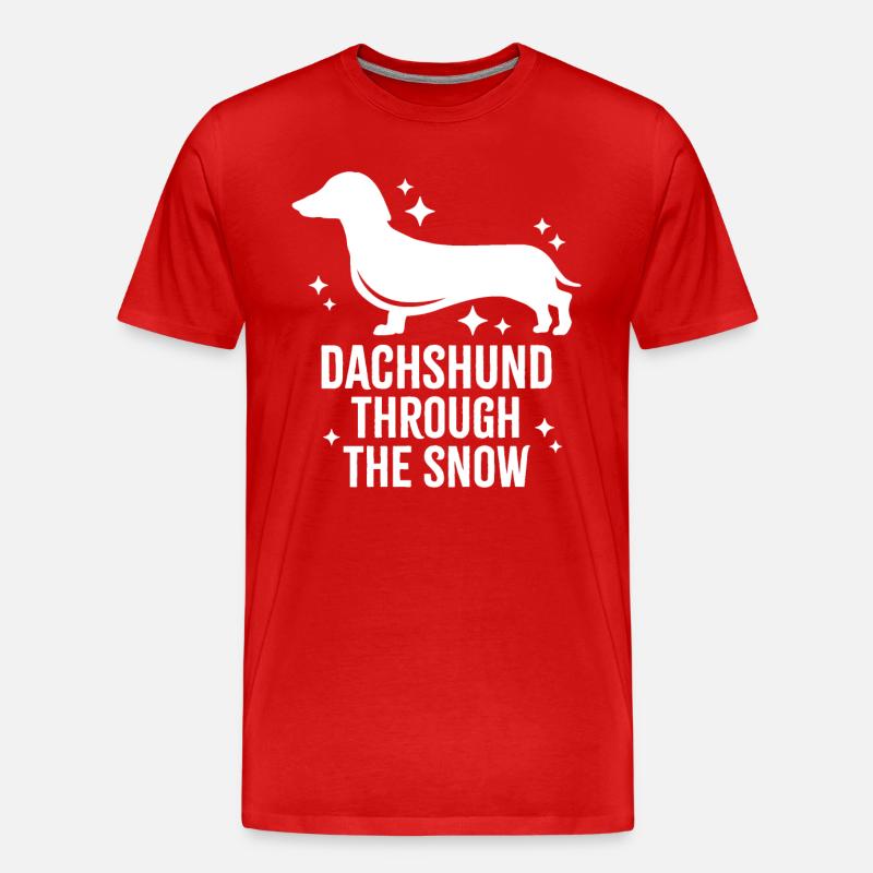 Dackel durch den Schnee - Männer Premium Bio T-Shirt - Rot
