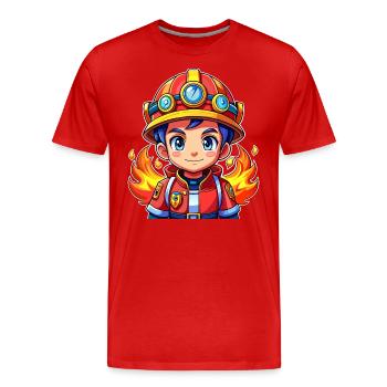 Héros en rouge le pompier - T-shirt bio Premium Homme - rouge - Devant - Damien (186cm)