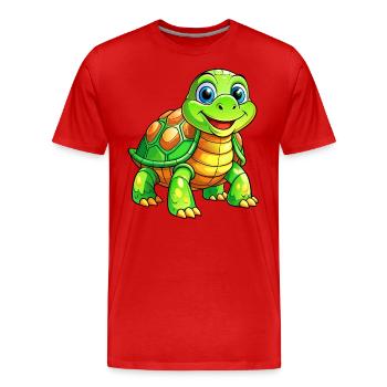 Mega Cute Turtle - Men's Premium Organic T-Shirt - red - Front - Damien (186cm)